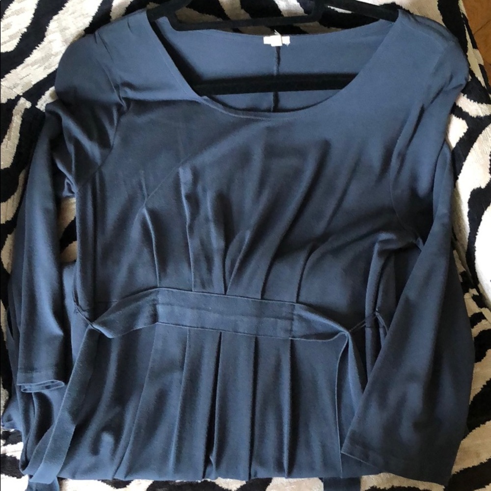 J crew Navy navy dress, pleated detail and belt